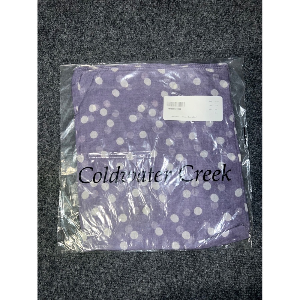Coldwater Creek Dots and Dreams Scarf Purple Polka Dot One Size Unopened